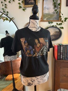 Black Graphic Tee with Vintage “Friday” movie Portrait Art